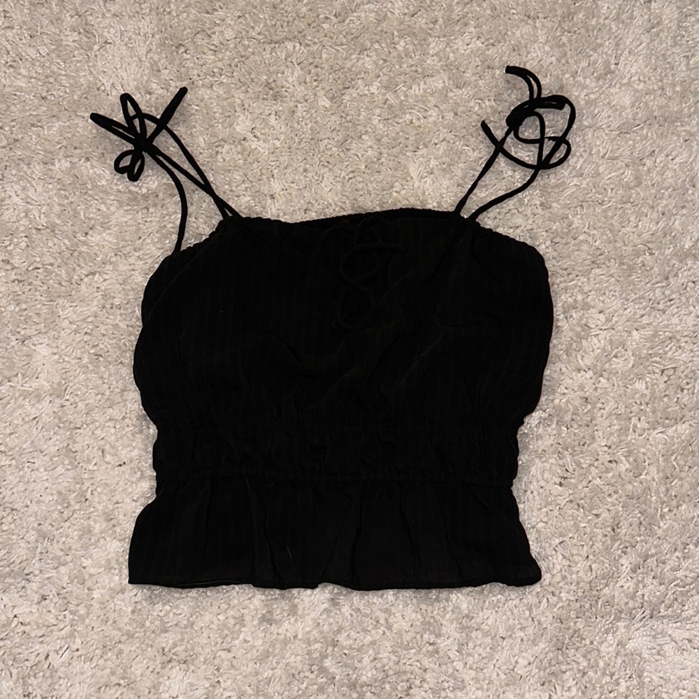 Black tie shoulder lovers and friends tank top